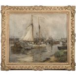 * Eugene Dekkert [1865-1956]- Harbour scene,:- signed bottom right oil on canvas, 49 x 59cm.
