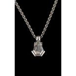 A diamond pendant,: the fancy cut diamond estimated to weigh 0.