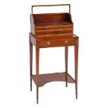 A late 19th Century mahogany and inlaid Cheveret:, in the Sheraton taste, crossbanded in kingwood,
