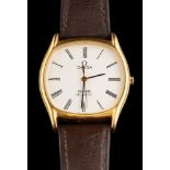 Omega, De Ville, a quartz wristwatch,: the cream dial with black Roman numerals and baton hands,