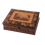 A 19th century Tunbridge ware games box by Henry Hollamby: of rectangular outline,