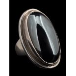 A silver hematite ring by Georg Jensen,: designed by Harold Nielsen, design no.