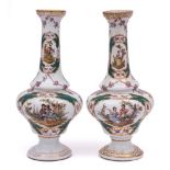 A pair of Helena Wolfsohn (Dresden) porcelain vases: of inverted pear shaped form with raised