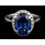 A platinum tanzanite and diamond ring,