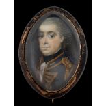 English School Circa 1800- A miniature portrait of a naval officer,