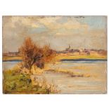 Bertram Walter Priestman [1868-1951]- View of Christchurch,:- signed bottom left, further signed,