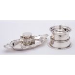 A George V silver inkwell, maker Asprey & Co,