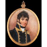 Attributed to Samuel John Stump [1778-1863]- A miniature portrait of a naval officer said to be