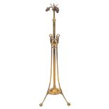 An Aesthetic movement brass standard lamp:,