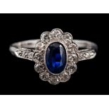 A sapphire and diamond ring,