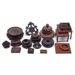 A collection of miscellaneous Chinese wood stands and covers: