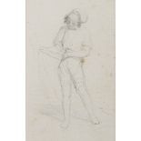 Attributed to Penry Williams [1798-1885]- Young Italian fastening his sash,:- pencil drawing,
