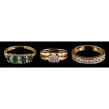 An 18 carat gold diamond half eternity ring,: set with nine brilliant cut diamonds, approximately 0.
