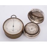 A George v silver cased pocket barometer, maker Asprey & Co, London,