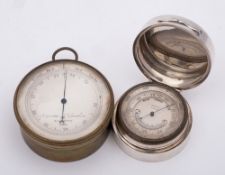 A George v silver cased pocket barometer, maker Asprey & Co, London,