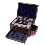 A Victorian coromandel wood and brass strung vanity case: of rectangular outline,