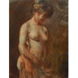 * Augustus John [1878-1961] - Standing nude, three quarter length,:- signed top right,
