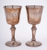 A pair of Elizabeth II silver goblets, maker W I Broadway & Co.