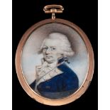 English School late 18th Century- A miniature portrait of a senior naval officer,