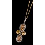 A topaz and diamond pendant,: converted from a pair of late 18th century earrings,