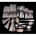 A 20th century Austrian silver part flatware service: initialled, includes; six table forks,