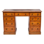 An Edwardian satinwood pedestal desk, early 20th century,