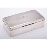 A George V silver cigarette box, maker George Unite & Sons, Birmingham, 1924: monogrammed,