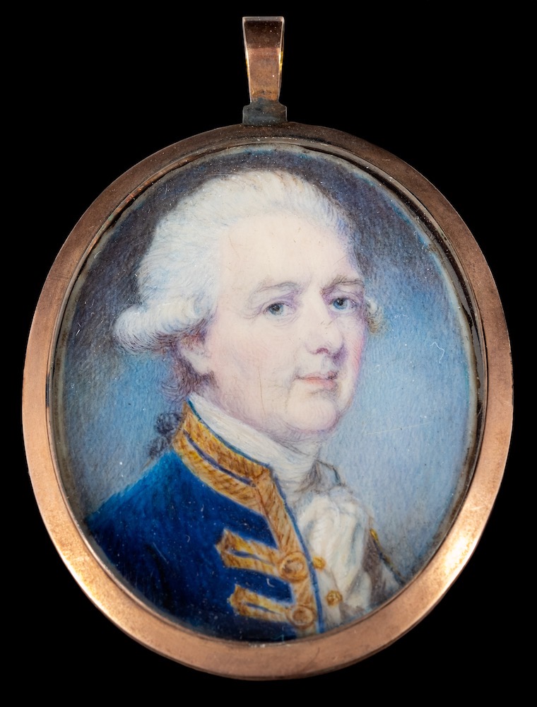 English School late 18th Century - A miniature portrait of a naval officer said to be Admiral