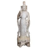 A large Chinese micaceous marble statue of Guanyin: in the Tang style,