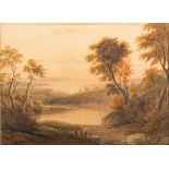 Anthony Vandye Copley Fielding [1787-1855]- View along a valley to a distant bay,
