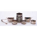 A mixed group of silver wares: including a George V christening cup , maker Robert Pringle & Sons,