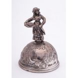 A Continental silver call bell, bears import marks for Sheffield, 1896: of domed outline,