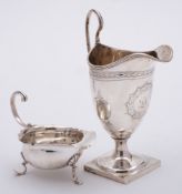 A late Victorian silver cream jug, maker's mark worn, Chester, 1905: monogrammed,