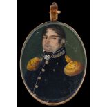 French School Circa 1820- A miniature portrait of a naval officer,