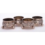 A set of four Victorian silver salts, maker Thomas Smily, London, 1876: of circular outline,