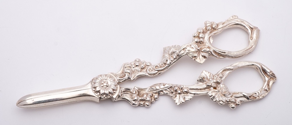 An Elizabeth II silver pair of grape shears, maker A Marston & Co, Birmingham,