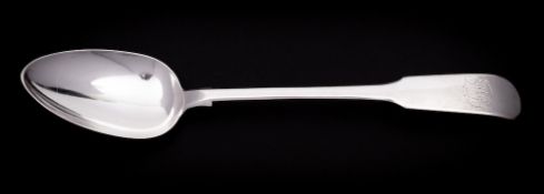 A George III provincial silver Fiddle pattern basting spoon, maker David Darling,