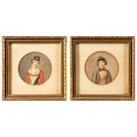 Eastern European School, 19th Century- Traditional costumes,:- a pair watercolour,