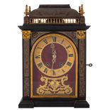An early Victorian French ebonised and contra-boulle mantel clock: the eight-day duration movement