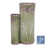 A Japanese porcelain double 'bamboo' vase with American silver mounts by Shreve & Co.