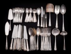 A 20th century Austrian silver part flatware service: initialled, includes; ten table forks,