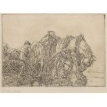 * Edmund Blampied [1886-1966]- A Jersey vraic cart,:- etching,