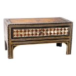 An Ottoman tortoiseshell, mother-of-pearl and ivory strung scribe's table: of rectangular outline,