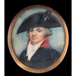 English School mid-18th Century- A miniature portrait of a gentleman,