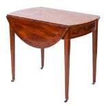 A 19th Century mahogany, crossbanded and inlaid oval Pembroke table:, bordered with boxwood lines,