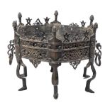 An Indo-Persian or Deccani bronze brazier: of hexagonal outline,