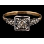 A diamond ring,: the old brilliant cut diamond, estimated to weigh 0.