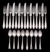 A small collection of assorted Continental silver flatwares: includes eight dessert forks,