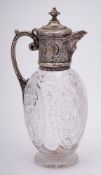 A Victorian cut glass and silver mounted claret jug, maker Mappin Brothers, London,