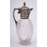 A Victorian cut glass and silver mounted claret jug, maker Mappin Brothers, London,